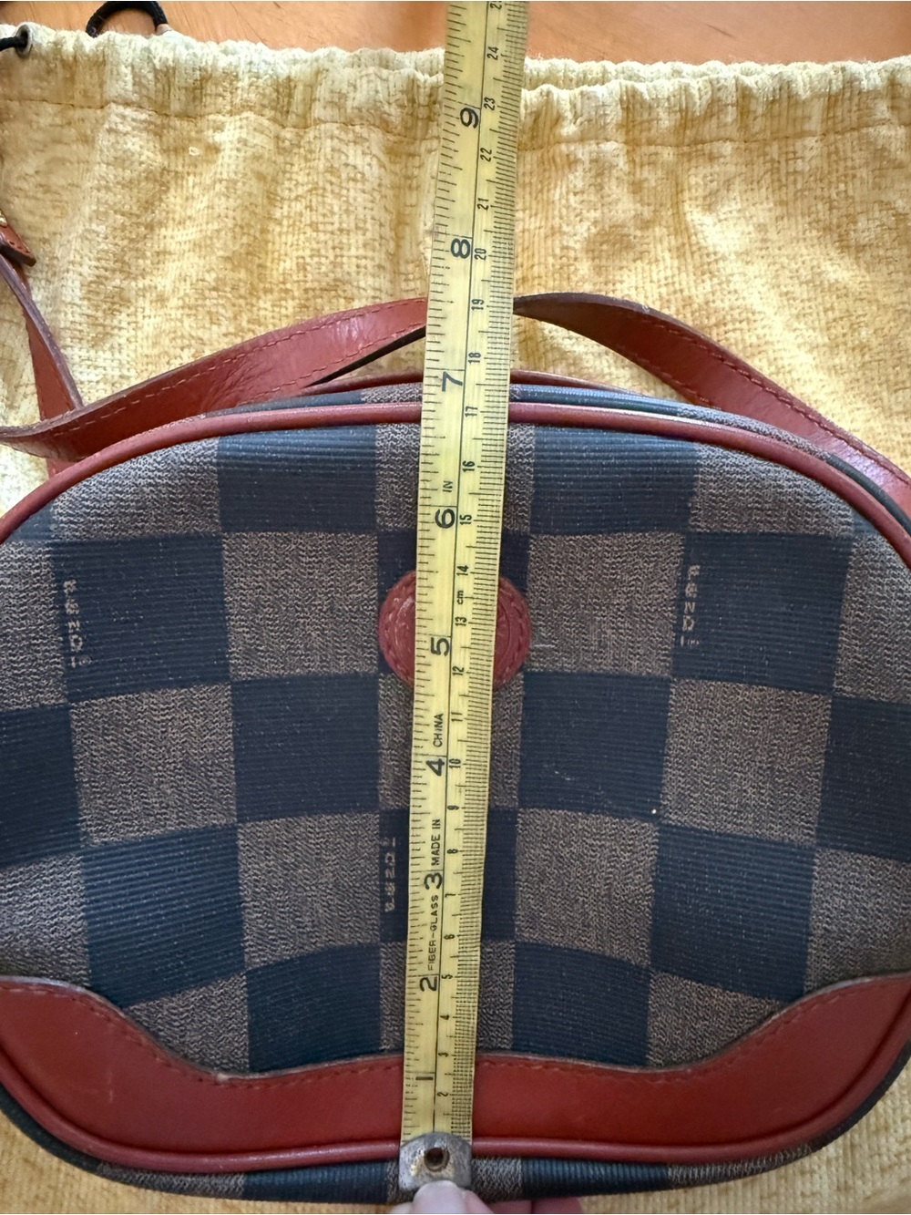 Vintage Fendi Roma 1925 Checkered Canvas and Leather Crossbody Bag with Dust Bag - Picture 12 of 12